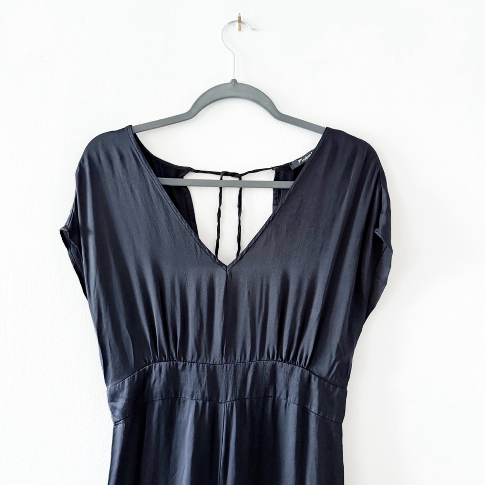 Madewell Black Satin Open-Back Jumpsuit Size 4 - Picture 2 of 9